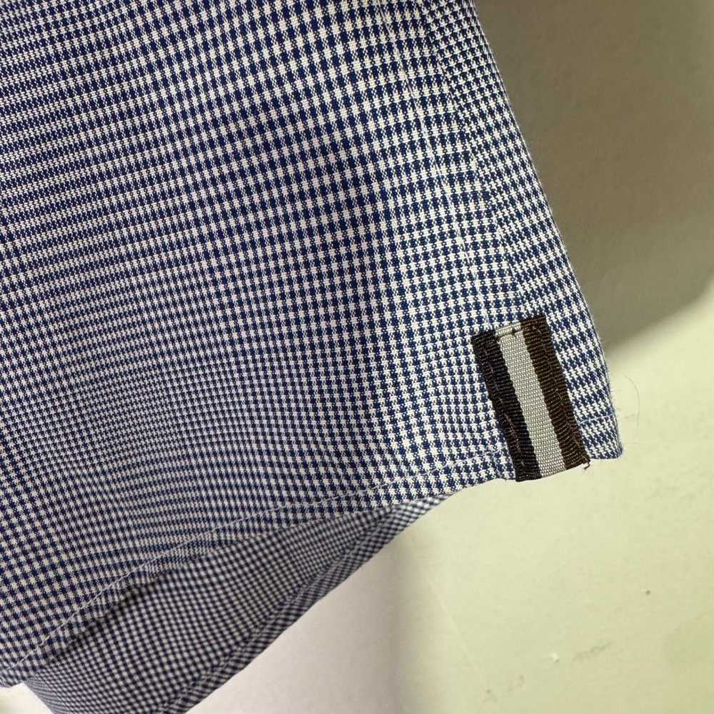 Black Brown 1826 Mens Blue Check Egyptian Cotton Slim Fit Non Iron Shirt 16.5 34 - Picture 11 of 16